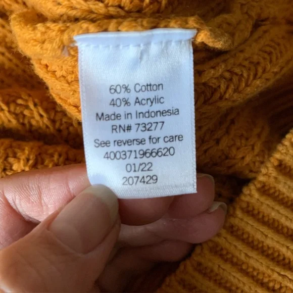Sonoma Chunky Knit Pullover Crew Neck Sweater Mustard Yellow Women’s Sz M Casual - Picture 8 of 11